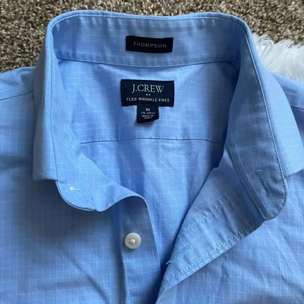 J. Crew Flex Wrinkle Free Button Down Dress Shirt Blue Mens‎ Size Medium